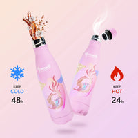 Stainless Steel Water Bottle 17 oz 500ml Pink Phoenix Design Insulated for Hot and Cold Drinks BPA-Free Double Layer Vacuum