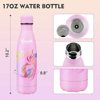 Stainless Steel Water Bottle 17 oz 500ml Pink Phoenix Design Insulated for Hot and Cold Drinks BPA-Free Double Layer Vacuum