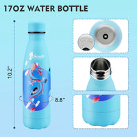 Stainless Steel Water Bottle 17 oz 500ml Blue Dragon Design Insulated for Hot and Cold Drinks BPA-Free Double Layer Vacuum