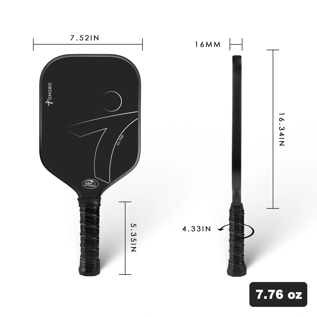 T700 Raw Carbon Thermoformed ATP Pickleball Paddle CFS | USAPA Approved