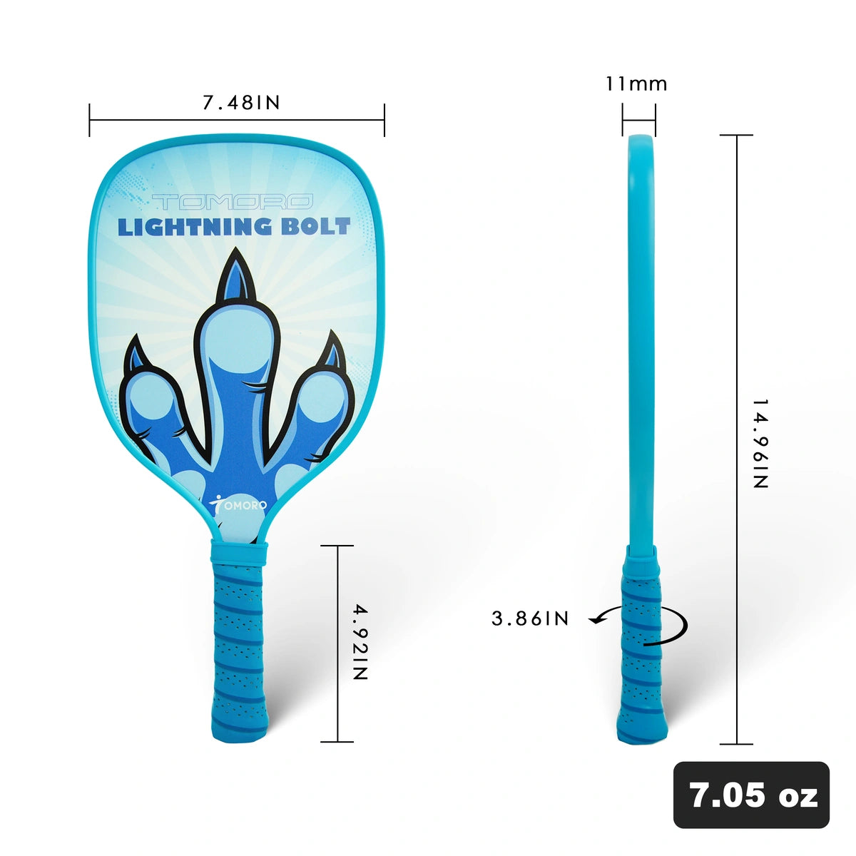 Junior Pickleball Paddle 11mm Lightning Bolt for Kids and Children-Designer Collection