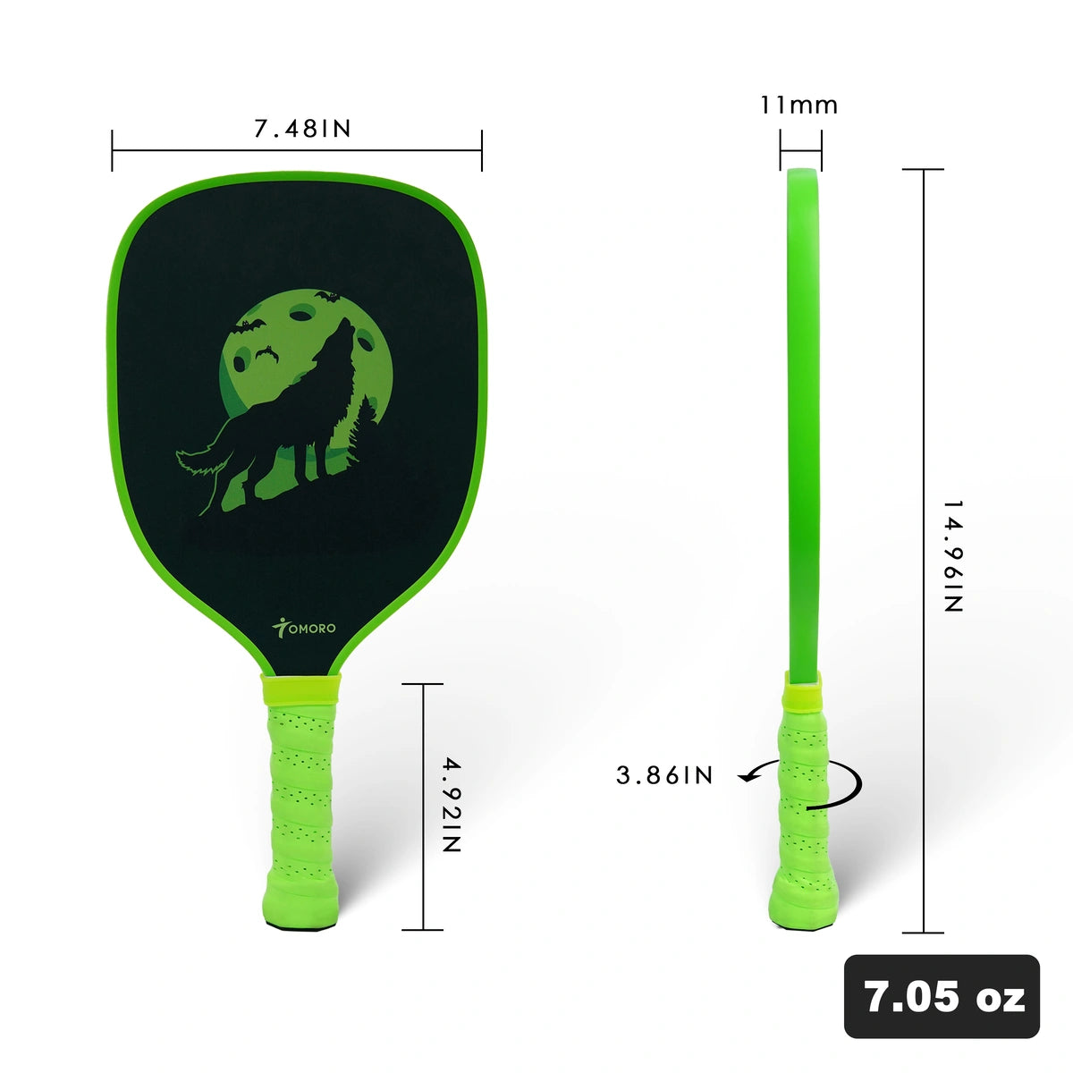 Junior Pickleball Paddles 11mm Lunar Wolf for Children-Designer Collection