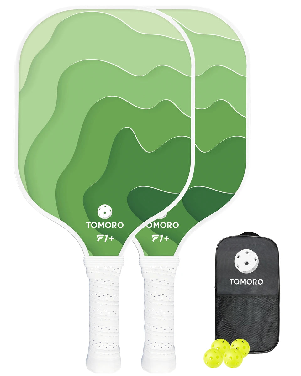 Pickleball Paddles Set 11mm Ripple Green F1  for Beginners